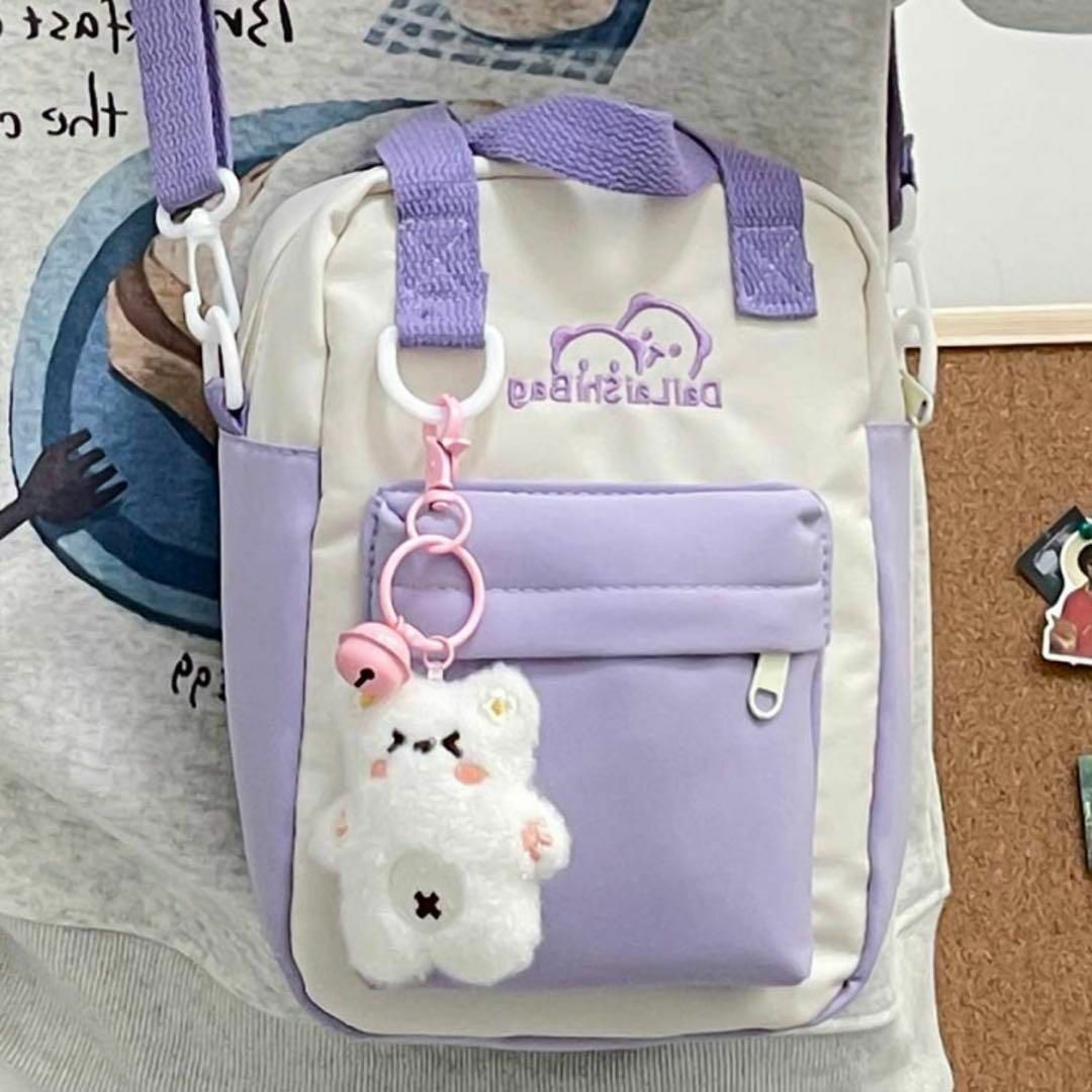 推し活オタ活に❤️痛バッグ ぬいバッグ ショルダー 斜め掛け パープル レディースのバッグ(ショルダーバッグ)の商品写真