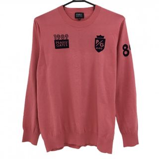 パーリーゲイツ(PEARLY GATES)の【美品】パーリーゲイツ セーター ピンク×ネイビー バクロゴ コットン混 ニット メンズ 5(L) ゴルフウェア PEARLY GATES(ウエア)