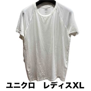 ユニクロ(UNIQLO)のユニクロ　エアリズム　マッピングクルーネックＴ(半袖)XL オフホワイト(Tシャツ(半袖/袖なし))