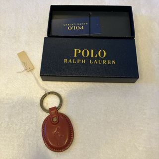 ポロラルフローレン(POLO RALPH LAUREN)の【POLO RALPH LAUREN】レザーキーホルダー ロゴ刻印入り 箱付き ブラウン系 ポロラルフローレン(キーホルダー/ストラップ)