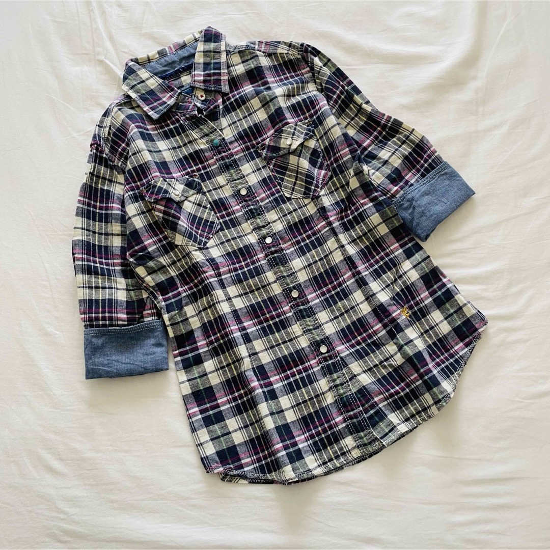 Right-on(ライトオン)の【FLASH REPORT /Sサイズ】チェックシャツ 七分袖 レディースのトップス(シャツ/ブラウス(長袖/七分))の商品写真