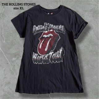 ザローリングストーンズ Tシャツ ブラック 半袖 ワールドツアーロゴ B031(Tシャツ/カットソー(半袖/袖なし))