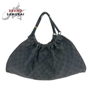 グッチ(GUCCI)のGUCCI グッチ グレー ブラック ゴールド金具 GGキャンバス 76554 ハンドバッグ レディース 504626 【中古】(ハンドバッグ)