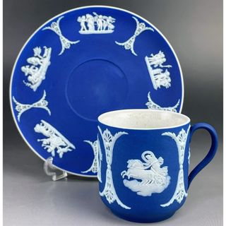 ウェッジウッド(WEDGWOOD)の【希少】アンティーク オールドウェッジウッド ジャスパーウェア カップ ソーサー(陶芸)