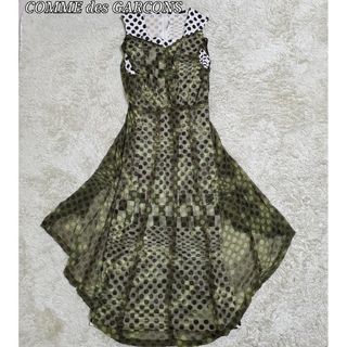 コムデギャルソン(COMME des GARCONS)のコムデギャルソン　ノースリーブワンピース　レースドッキング　ドット　カモフラ　S(ロングワンピース/マキシワンピース)