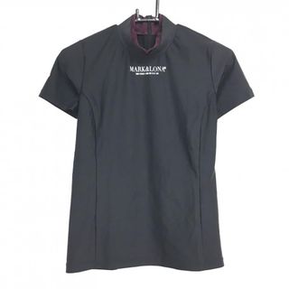 【超美品】マークアンドロナ 半袖ハイネックシャツ 黒×パープル 後ジップ レディース 38(M) ゴルフウェア MARK＆LONA