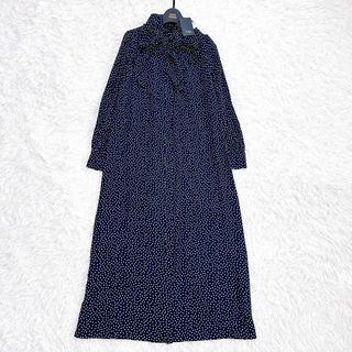 [タグ付き]エムフィル　ロングワンピース　ボウタイ　ドット　洗える　マキシ丈　S(ロングワンピース/マキシワンピース)