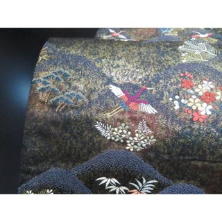 a2504-9 袋帯 美品 正絹 着物 六通 刺繍(帯)