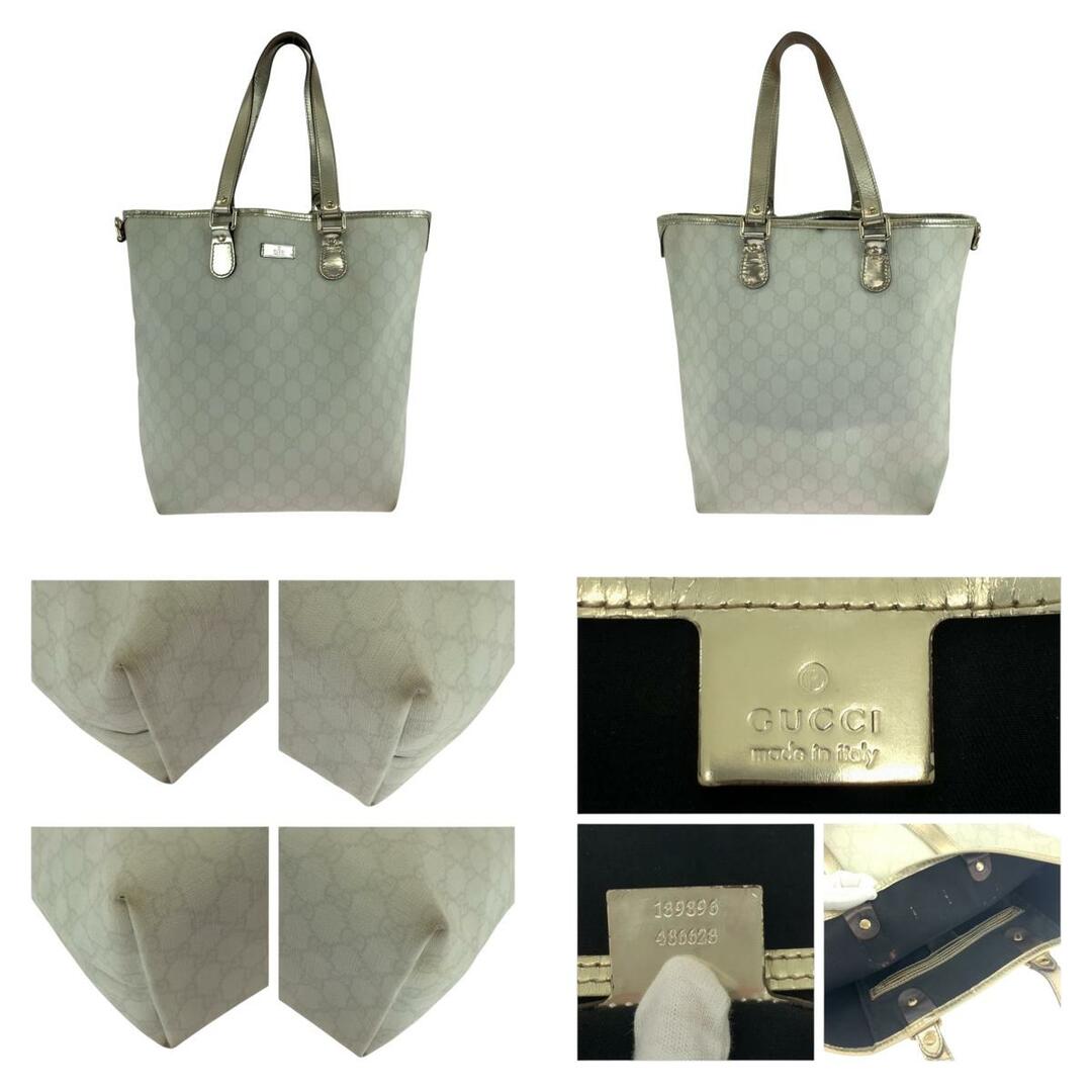 GUCCI(グッチ)のGUCCI グッチ ホワイト ゴールド ゴールド金具 GGスプリームキャンバス 189896 トートバッグ ショルダーバッグ レディース 504652 【中古】 レディースのバッグ(トートバッグ)の商品写真