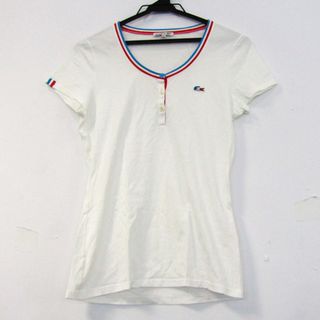 LACOSTE - ラコステ 半袖Ｔシャツ トップス ヘンリーネック トリコロール レディース 38サイズ ホワイト LACOSTE