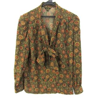 レリアン(leilian)のレリアン ブラウス シャツ トップス 長袖 総柄 ボウタイ レディース 9サイズ ブラウン Leilian(シャツ/ブラウス(長袖/七分))
