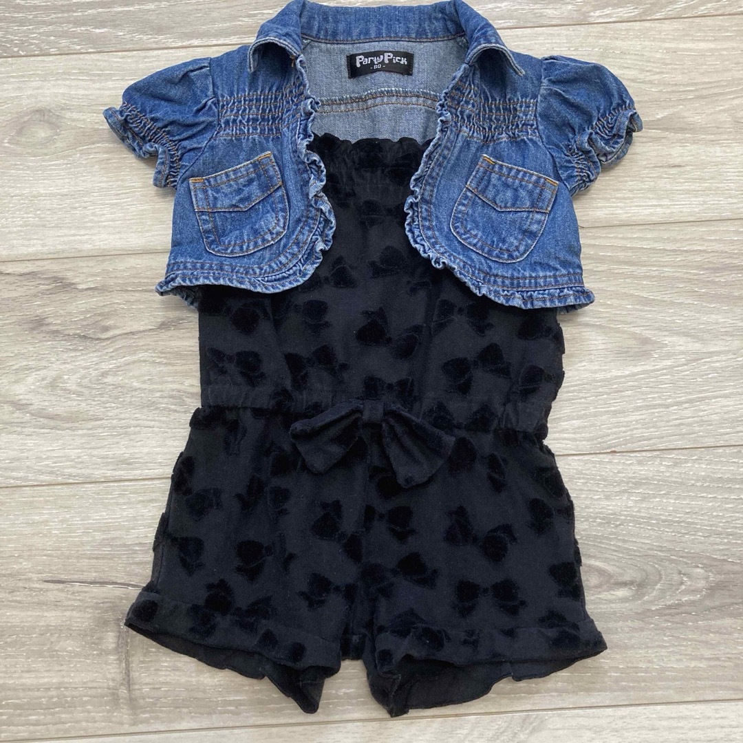 Barbie(バービー)の８０　ワンピース　サロペットパンツ　ボレロ　セット　barbie しまむら キッズ/ベビー/マタニティのベビー服(~85cm)(ワンピース)の商品写真
