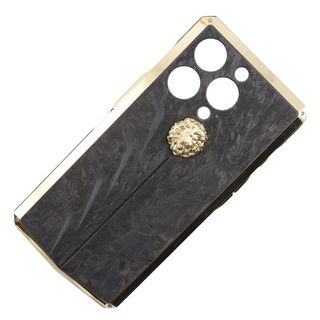 【GOLDEN CONCEPT】ゴールデンコンセプト RACING SPORT CARBON 15 LION&TIGER EDITION iPhone15 Proケース Gold Lion ステンレススチール×カーボン 黒/ゴールド _ スマホケース(その他)
