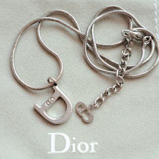 クリスチャンディオール(Christian Dior)のヴィンテージ　クリスチャンディオール　ネックレス　Dロゴ　ユニセックス　シルバー(ネックレス)