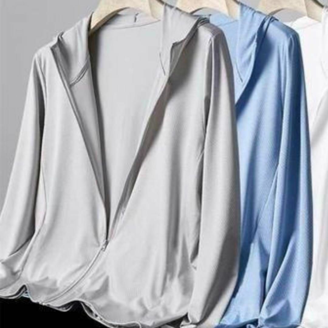2XL　UVカットパーカー　速乾　吸汗　接触冷感　紫外線対策　フード付き　伸縮性 レディースのトップス(パーカー)の商品写真