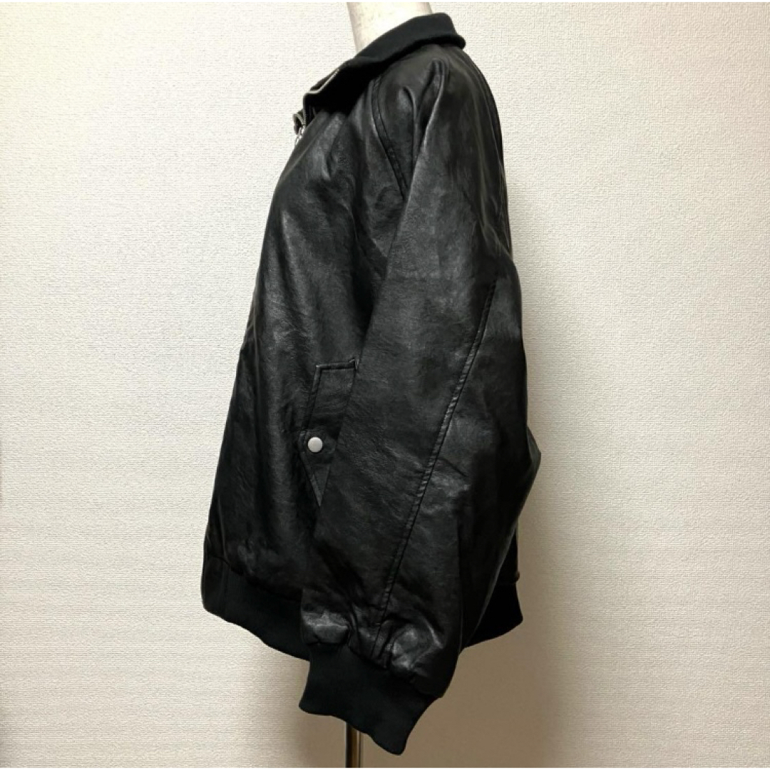 GRL(グレイル)の新品未使用　GRL　グレイル　フェイクレザージャケット　アウター　ブラック　リブ レディースのジャケット/アウター(ライダースジャケット)の商品写真