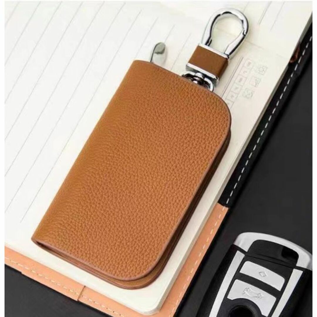 スズキ　SUZUKI　キーケース レザー 革 キーカバー 高級 茶色 オシャレ2 メンズのファッション小物(キーホルダー)の商品写真
