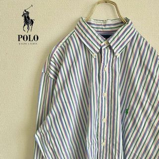 ◎RALPH LAUREN メンズ　長袖ボタンダウンシャツ　L D3X4(シャツ)