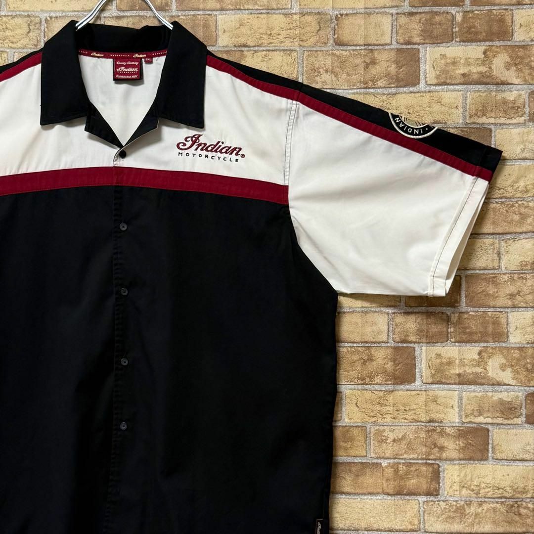 Indian MOTORCYCLE(インディアンモーターサイクル)のインディアンモーターサイクル　シャツ　刺繍　ビッグシルエット　レーシング　2XL メンズのトップス(シャツ)の商品写真
