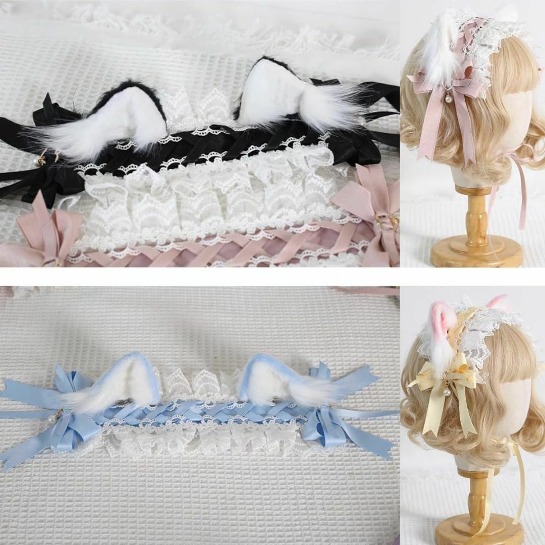 【人気商品】[Ligwon] ヘッドドレス 猫耳 ネコ耳 カチューシャ ロリータ レディースのアクセサリー(その他)の商品写真