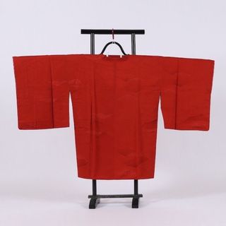 美品　未使用　道行コート　コート　赤　エンジ　波　青海波　／256(着物)