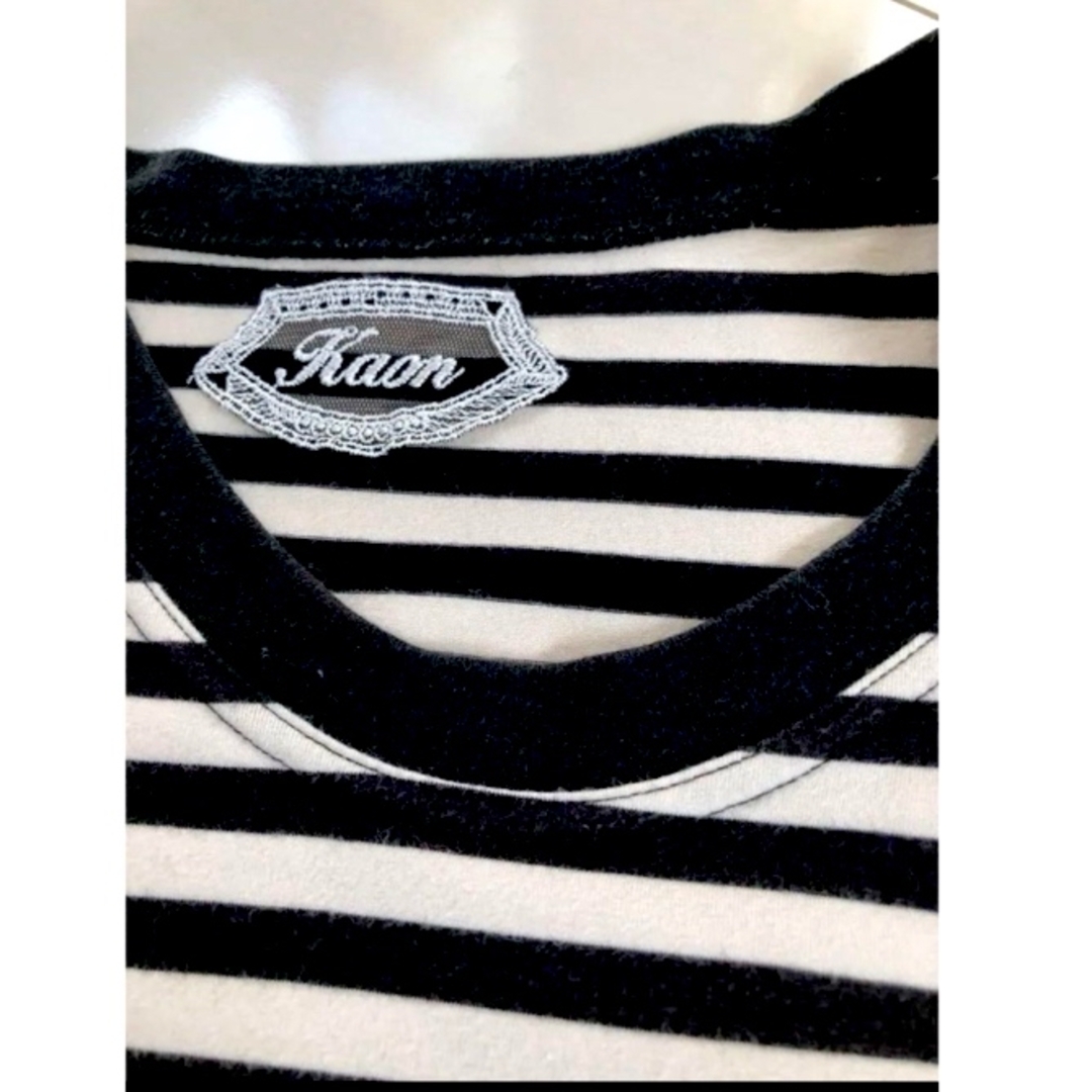Kaon(カオン)のkaon カオン ボーダー Tシャツ　トップス　袖口リボン レディースのトップス(カットソー(半袖/袖なし))の商品写真