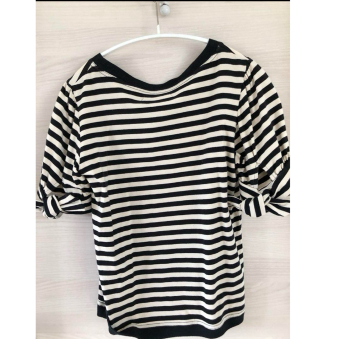 Kaon(カオン)のkaon カオン ボーダー Tシャツ　トップス　袖口リボン レディースのトップス(カットソー(半袖/袖なし))の商品写真