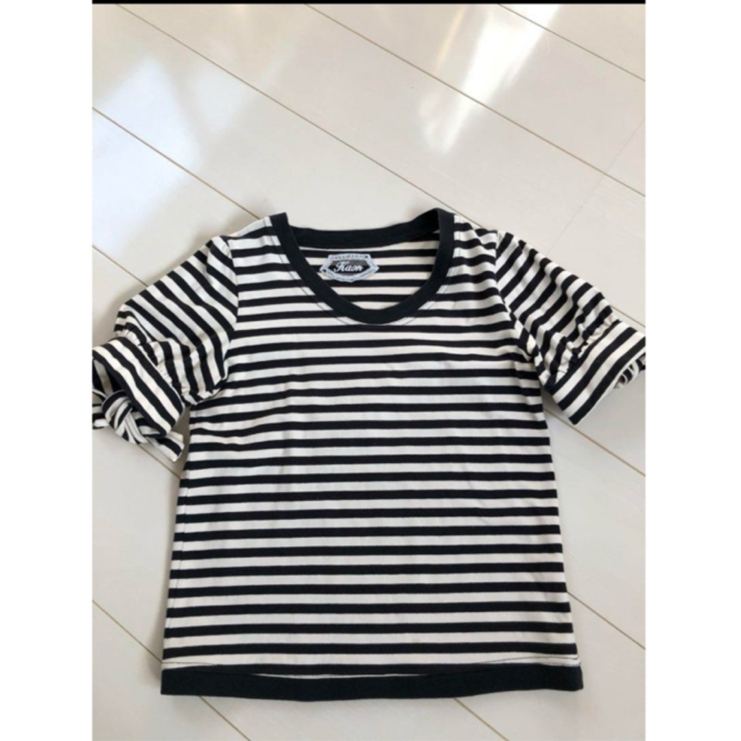 Kaon(カオン)のkaon カオン ボーダー Tシャツ　トップス　袖口リボン レディースのトップス(カットソー(半袖/袖なし))の商品写真
