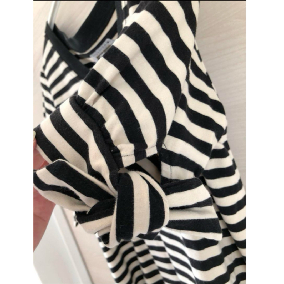 Kaon(カオン)のkaon カオン ボーダー Tシャツ　トップス　袖口リボン レディースのトップス(カットソー(半袖/袖なし))の商品写真