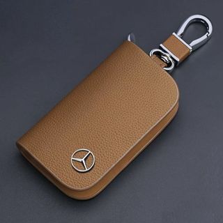 メルセデス・ベンツキーケース レザー 革 キーカバー 高級 茶色 2(キーホルダー)