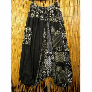 【ＳＡＬＥ】⑤新品＊コットン素材＊黒色＋和風プリント＊ふんわり＊サルエルパンツ(サルエルパンツ)
