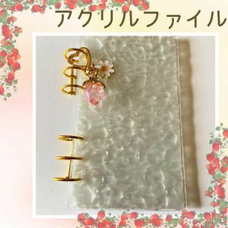 アクリルファイル　A6　いちご　水流柄　推し活　貯金　バインダー　リフィル付き(ファイル/バインダー)