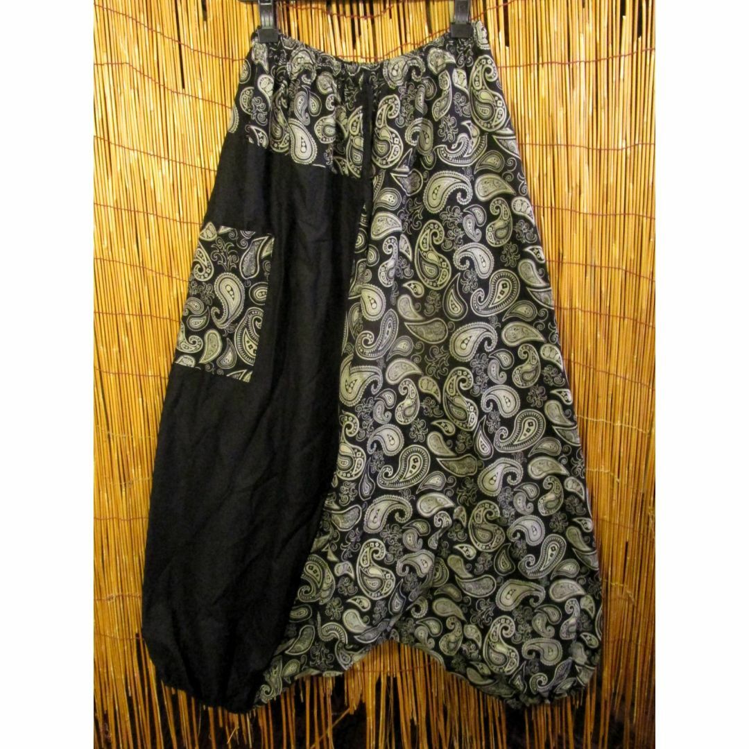 【ＳＡＬＥ】⑨新品＊コットン素材＊黒色＋和風プリント＊ふんわり＊サルエルパンツ メンズのパンツ(サルエルパンツ)の商品写真