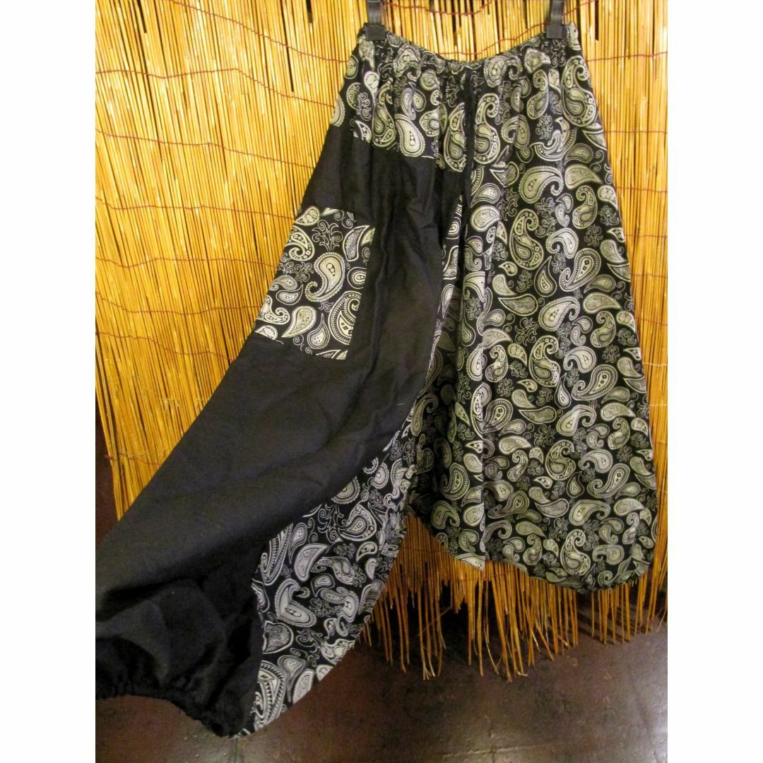【ＳＡＬＥ】⑨新品＊コットン素材＊黒色＋和風プリント＊ふんわり＊サルエルパンツ メンズのパンツ(サルエルパンツ)の商品写真