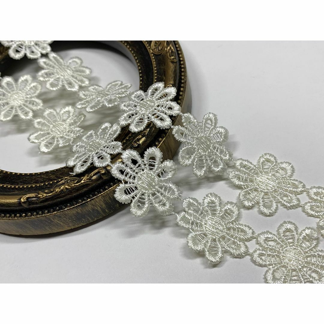 【色:mix-f】お花のレース 3M 幅2.5cm レース リボン ケミカルレー ハンドメイドの素材/材料(その他)の商品写真