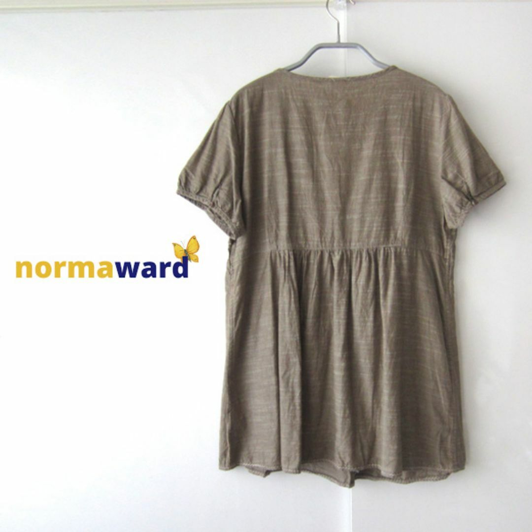 美品　norma ward／ノーマワード★　刺繍付き　プルオーバーシャツ　L レディースのトップス(シャツ/ブラウス(半袖/袖なし))の商品写真