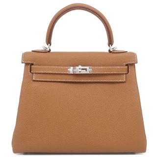 エルメス(HERMES)のエルメス HERMES 2WAYバッグ ケリー25 内縫い トゴ ゴールド シルバー金具 茶 ショルダー W刻印（2024年製） 【箱】【中古】(ショルダーバッグ)