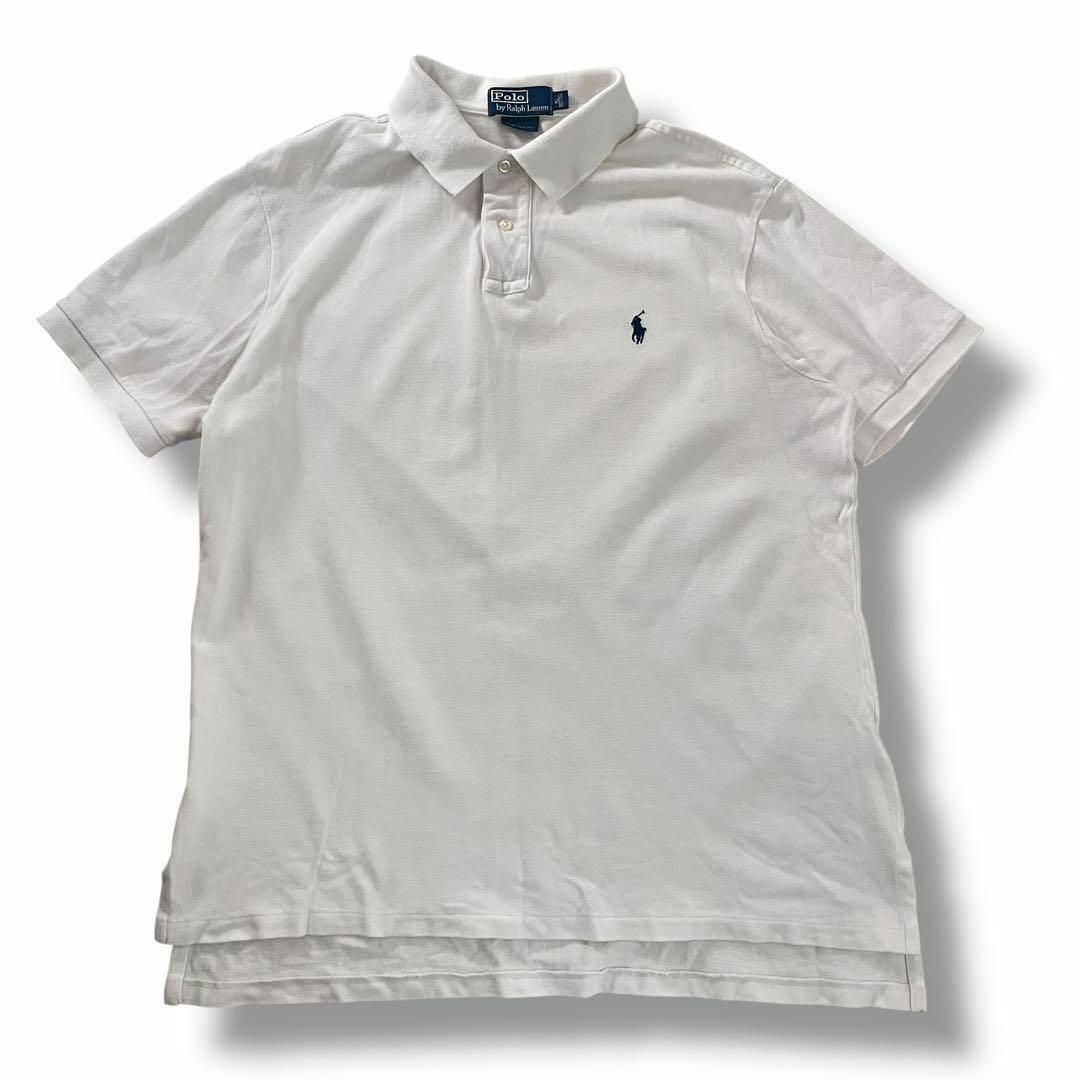 POLO RALPH LAUREN(ポロラルフローレン)のポロラルフローレン ホワイト 白 鹿の子 ポロシャツ XL 古着 半袖 定番 メンズのトップス(ポロシャツ)の商品写真