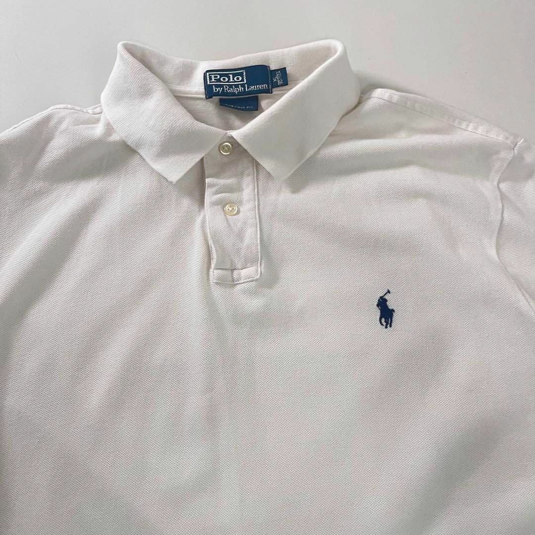POLO RALPH LAUREN(ポロラルフローレン)のポロラルフローレン ホワイト 白 鹿の子 ポロシャツ XL 古着 半袖 定番 メンズのトップス(ポロシャツ)の商品写真