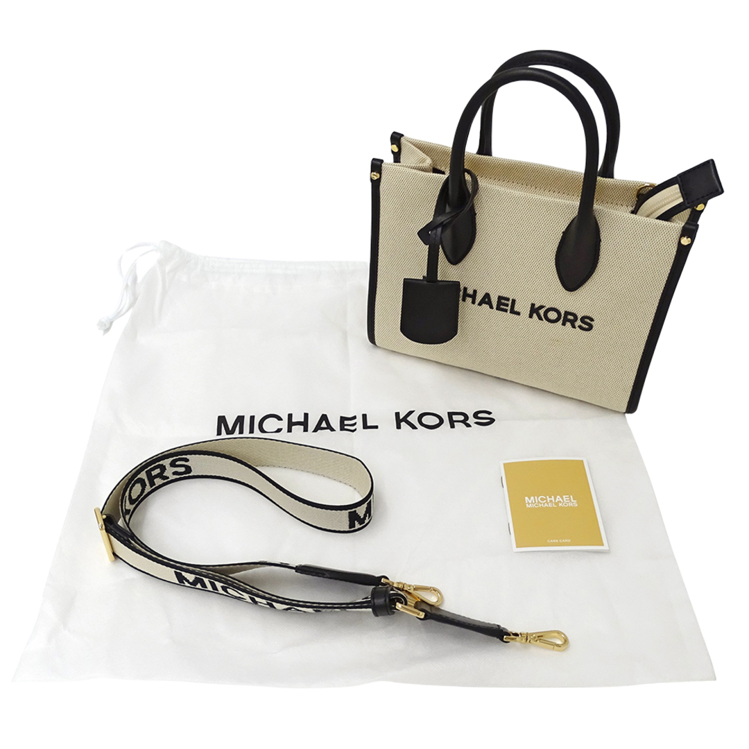 MICHAEL KORS(マイケルコース)のマイケル・コース Michael Kors バッグ レディース ブランド ハンドバッグ トートバッグ ショルダーバッグ 2way ミレラ スモール キャンバス アイボリー ブラック ロゴ ミニバッグ おしゃれ 斜め掛け 【中古】 レディースのバッグ(ハンドバッグ)の商品写真