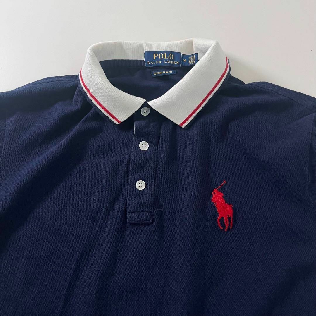 POLO RALPH LAUREN(ポロラルフローレン)のポロラルフローレン 鹿の子 ポロシャツ ミドルポニー 切り替え 鹿の子 ネイビー メンズのトップス(ポロシャツ)の商品写真