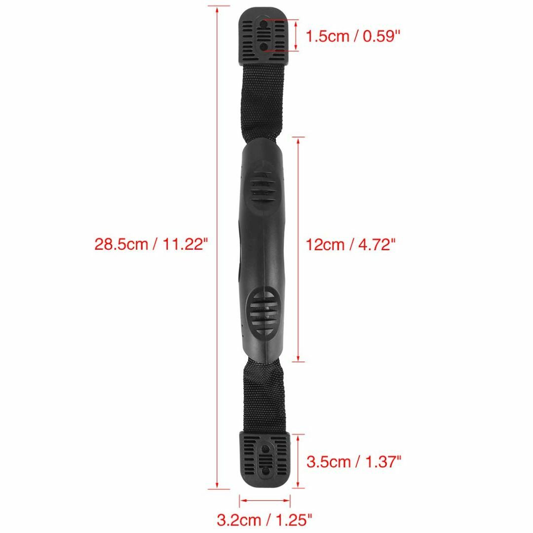 【在庫セール】uxcell ラバーキャリーハンドル 28.5 cm 2穴ベース付 その他のその他(その他)の商品写真