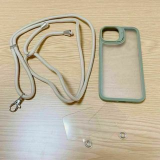 ＊iPhone 14 ケース ショルダーケース　肩掛け グリーン　おしゃれ(iPhoneケース)