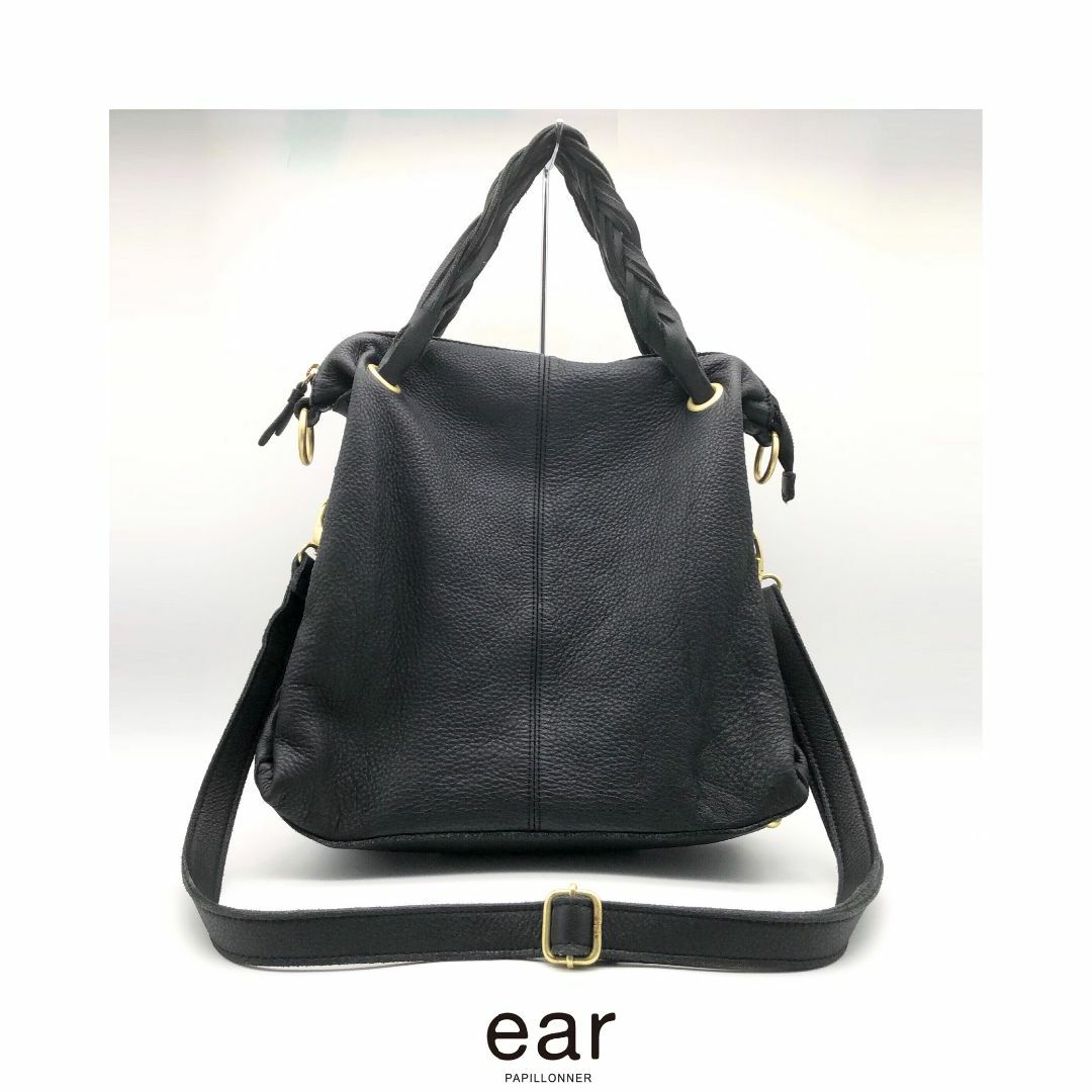 ear PAPILLONNER(イアパピヨネ)のear PAPILLONNER イアパピヨネ 2WAYバッグ ブラック 本革 レディースのバッグ(ショルダーバッグ)の商品写真