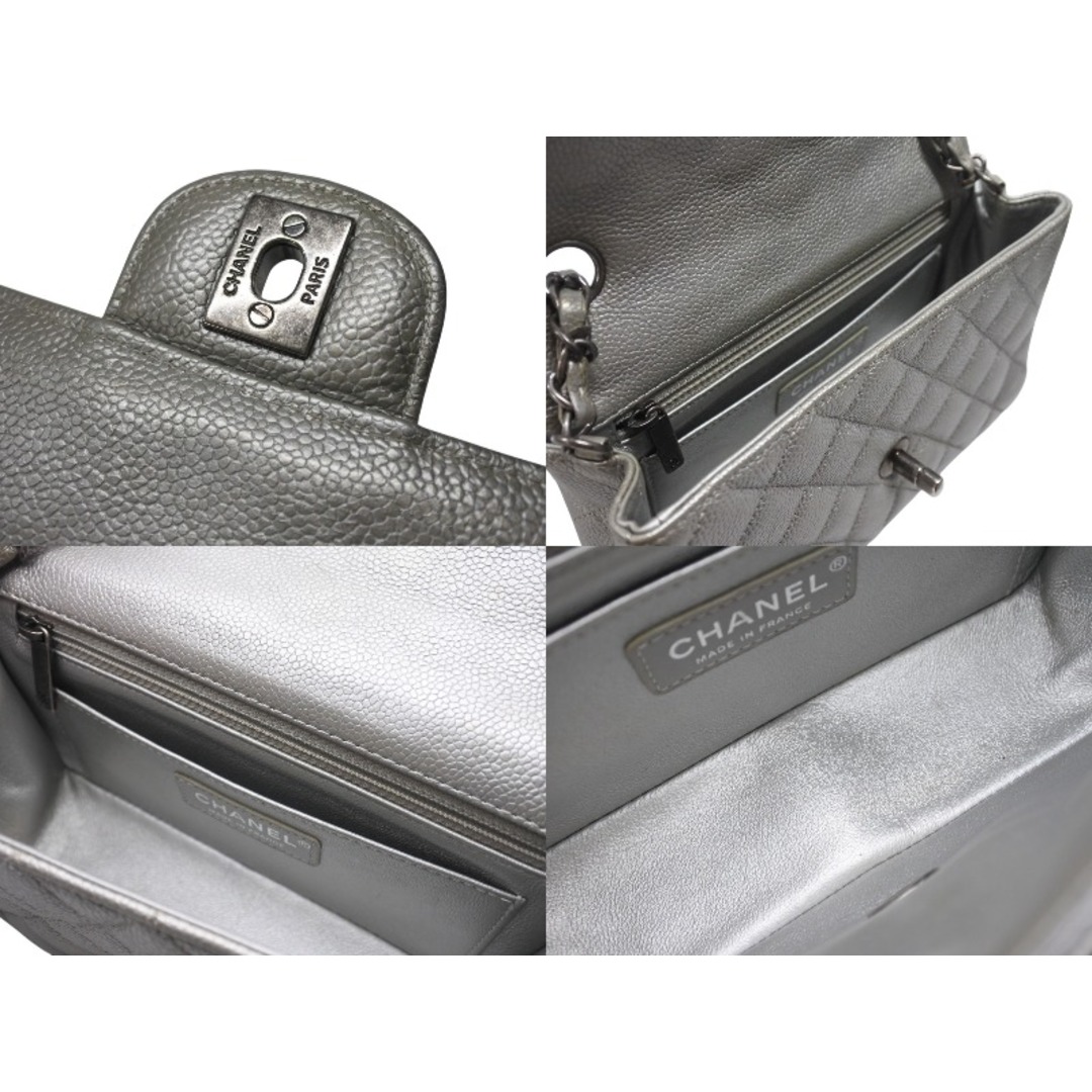 CHANEL(シャネル)のCHANEL シャネル ミニマトラッセ20 Sフラップ Sチェーンショルダーバッグ 24番台 ココマーク キャビアスキン シルバー 美品 中古 4b004685 レディースのバッグ(ハンドバッグ)の商品写真