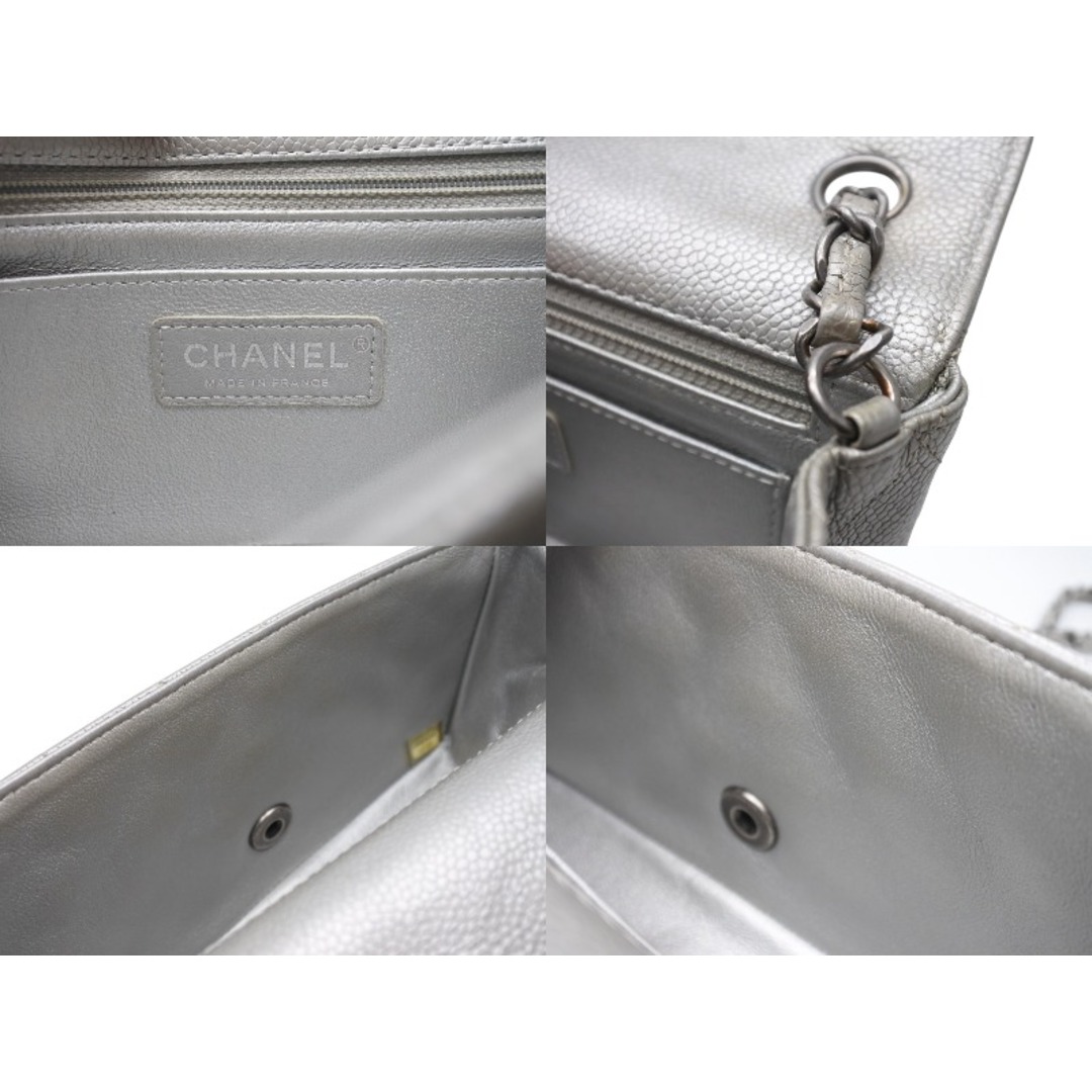 CHANEL(シャネル)のCHANEL シャネル ミニマトラッセ20 Sフラップ Sチェーンショルダーバッグ 24番台 ココマーク キャビアスキン シルバー 美品 中古 4b004685 レディースのバッグ(ハンドバッグ)の商品写真