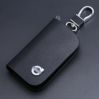 ボルボ(VOLVO)キーケース レザー 革 キーカバー 高級 黒 オシャレ3(キーホルダー)