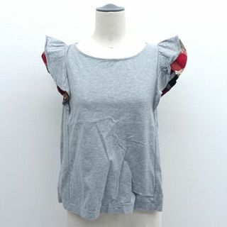 BURBERRY BLUE LABEL / バーバリーブルーレーベル ◆ノースリーブカットソー/グレー×チャック柄/サイズ38 55P57-307-27 【レディース/ガールズ/LADY/女性/婦人】 レディースファッション【中古】 [0220521799](Tシャツ(半袖/袖なし))