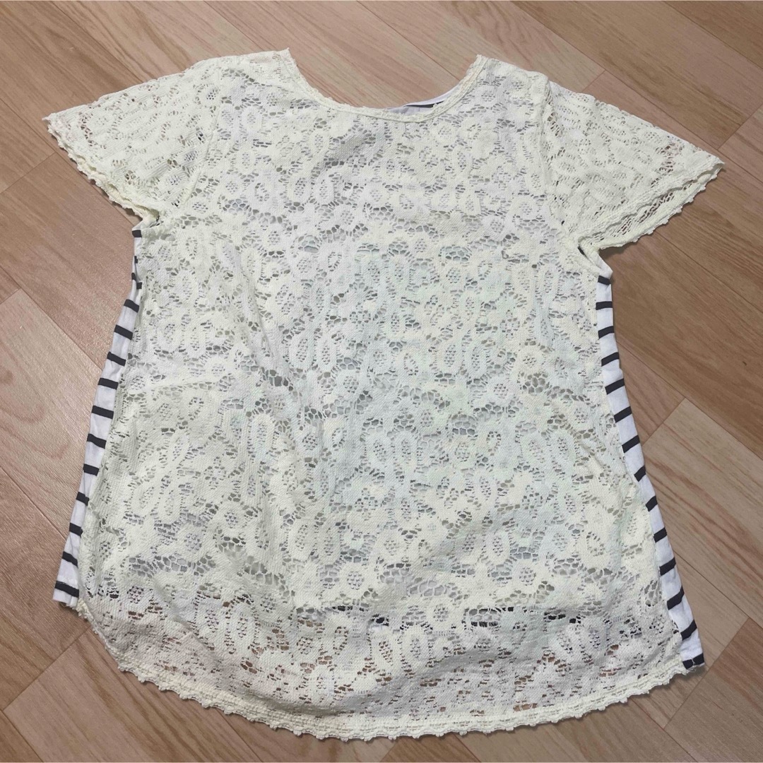レース✖️ボーダーカットソー　トップス レディースのトップス(カットソー(半袖/袖なし))の商品写真