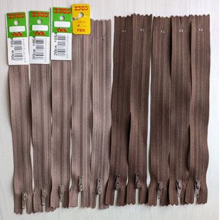 YKK製ファスナー20cmの茶色系　10本セット